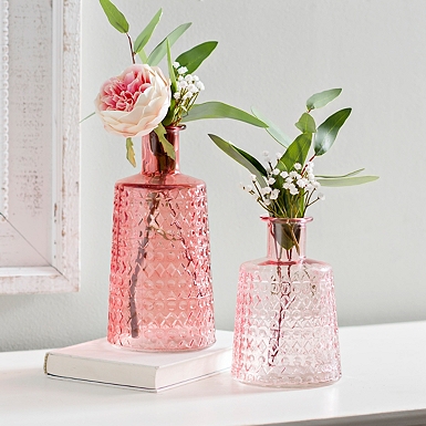 Textured pink vases